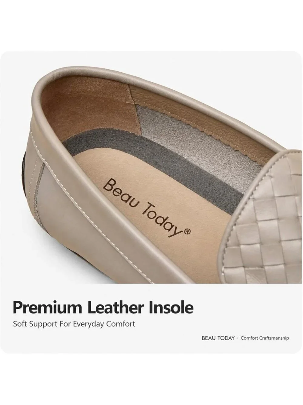Men's Grey Penny Loafers Slip-On Leather Business Casual Lightweight